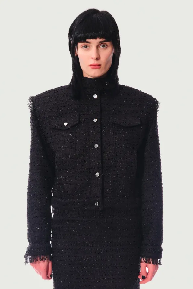 Jeanne Friot Micheline veste tweed noir 2XL