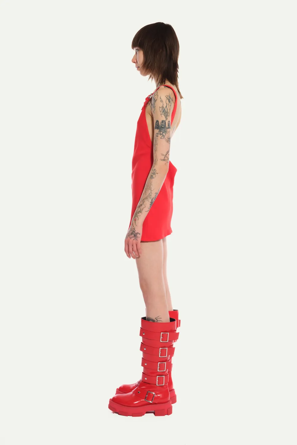 Jeanne Friot Clemence robe courte rouge satin