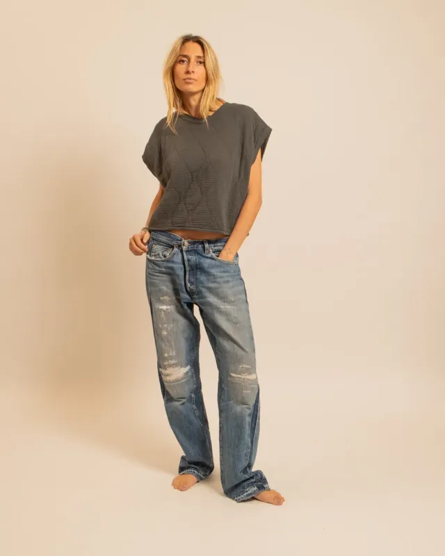 AOKYANOS Manhattan Anthracite crop top coton taille unique
