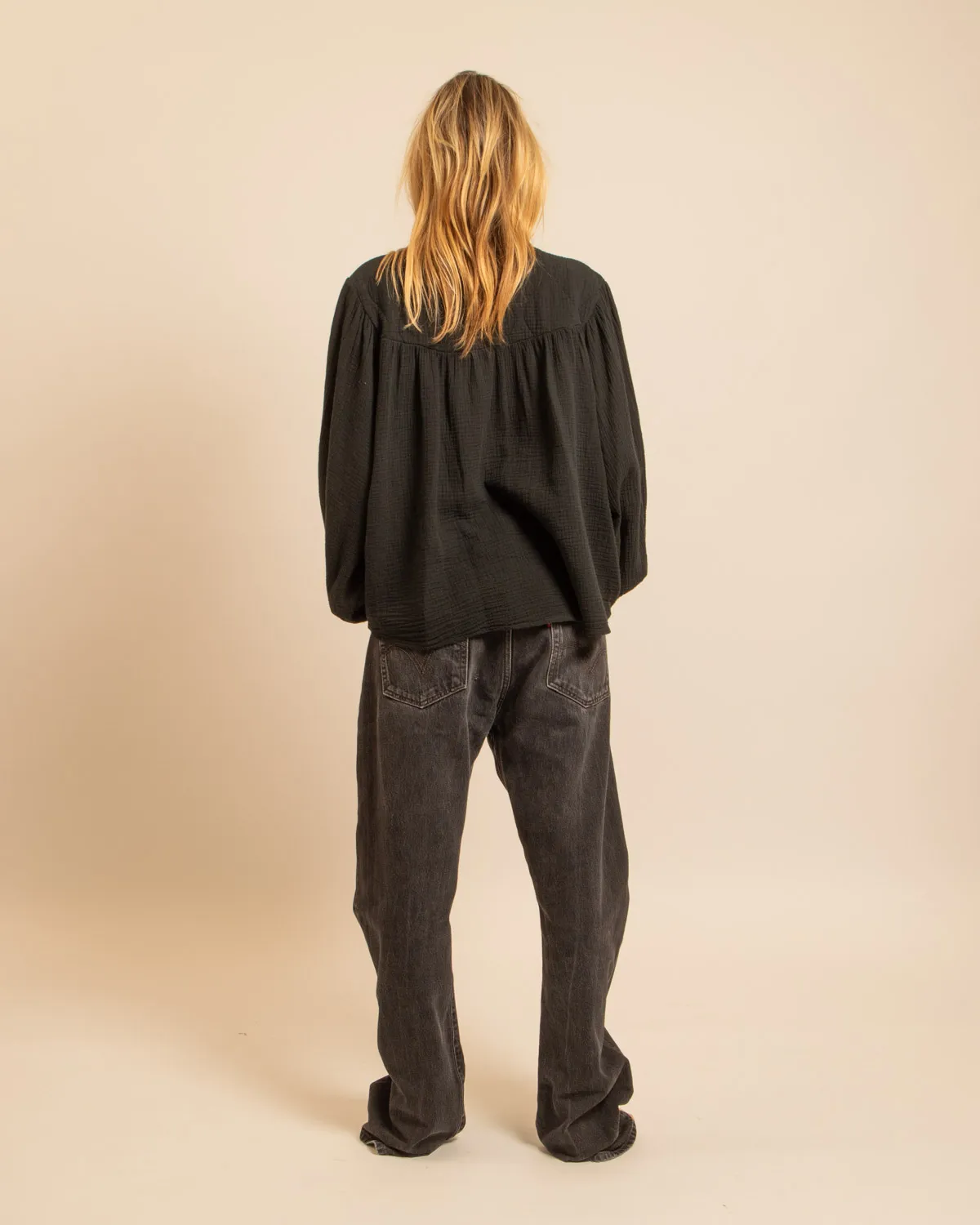 Aokyanos Los Angeles chemise noire gaze coton
