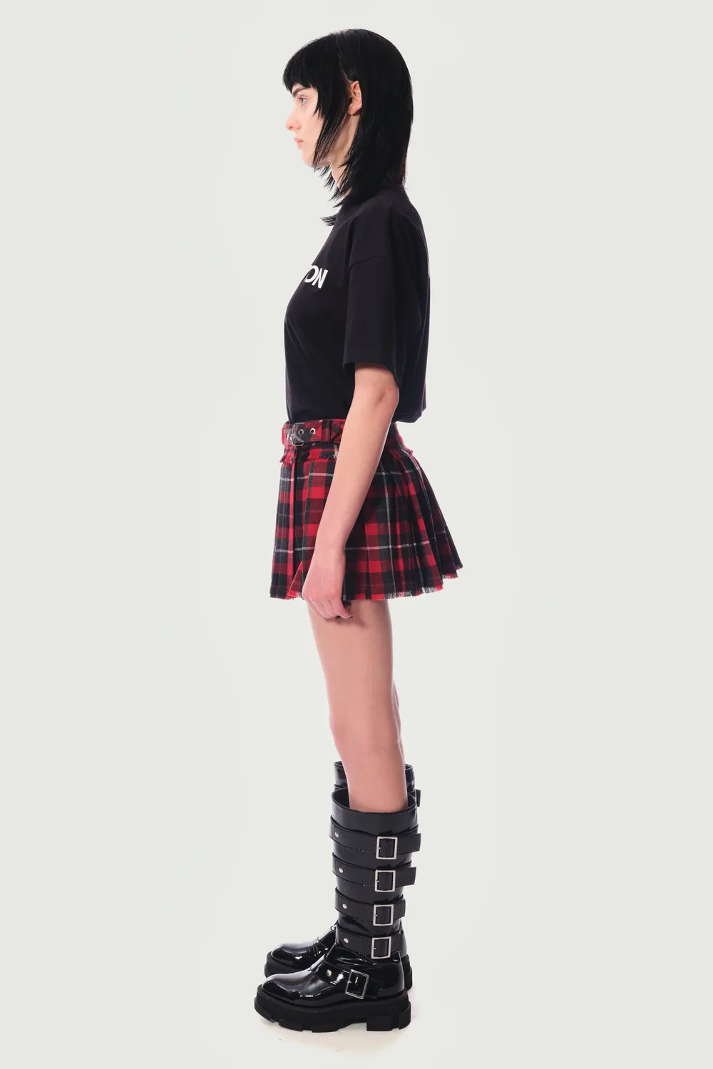 Jeanne Friot Vivienne mini kilt plissé tartan rouge