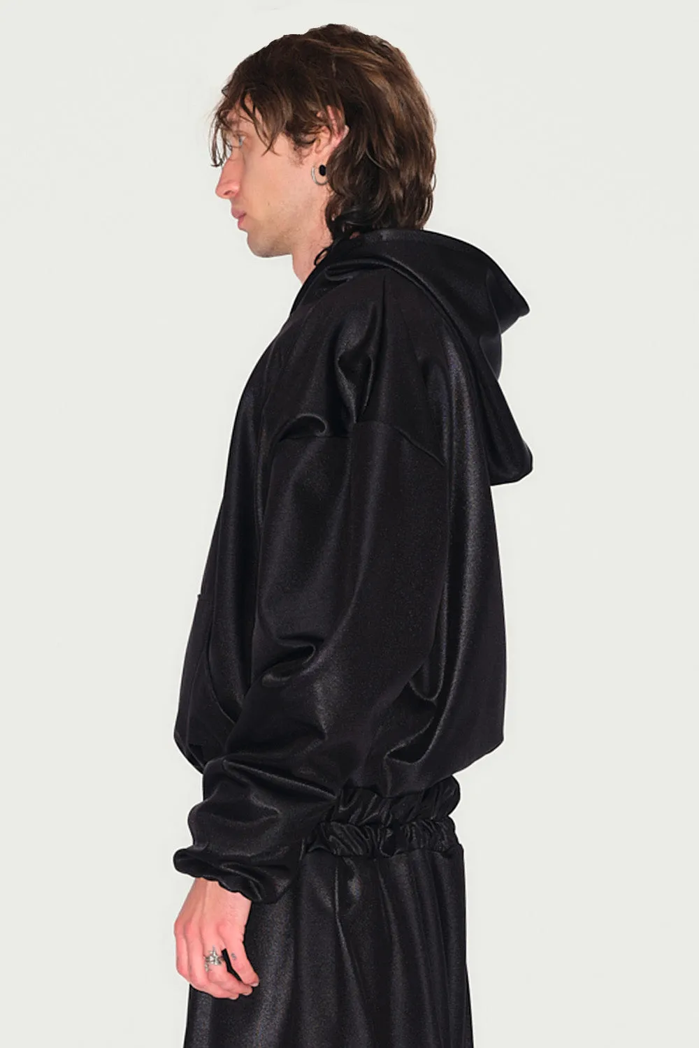 Jeanne Friot Shiny Hoodie sweat noir brillant