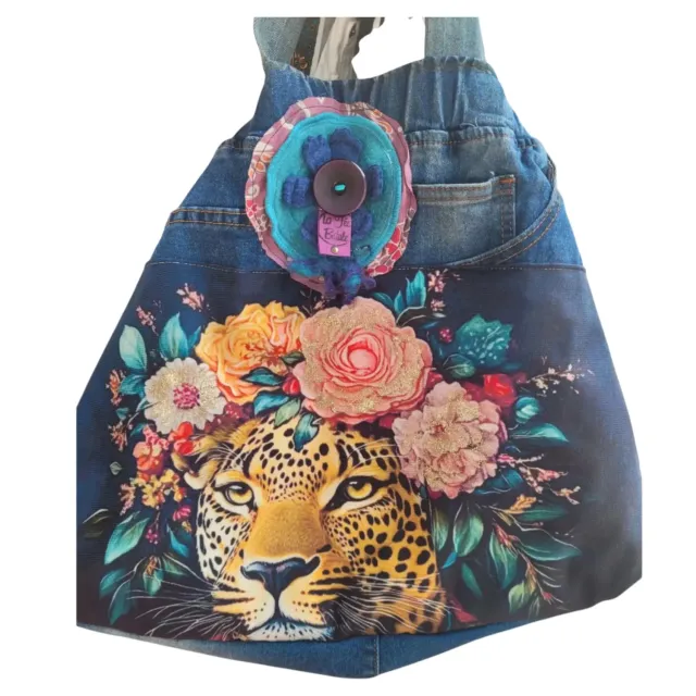 La Fée Bidule Panthère sac en jean upcyclé
