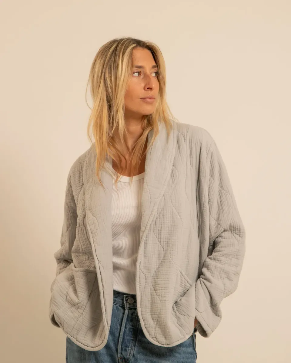 AOKYANOS Cuba Gris veste kimono coton matelassée taille unique