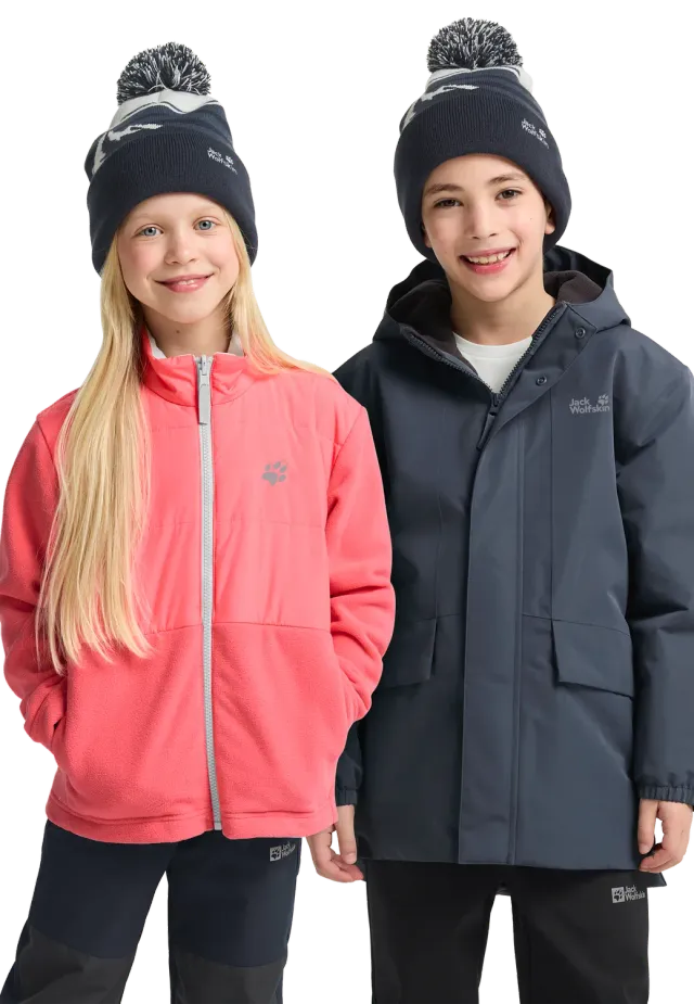 Jack Wolfskin Stripy Pompom Beanie K bonnet enfant chaud