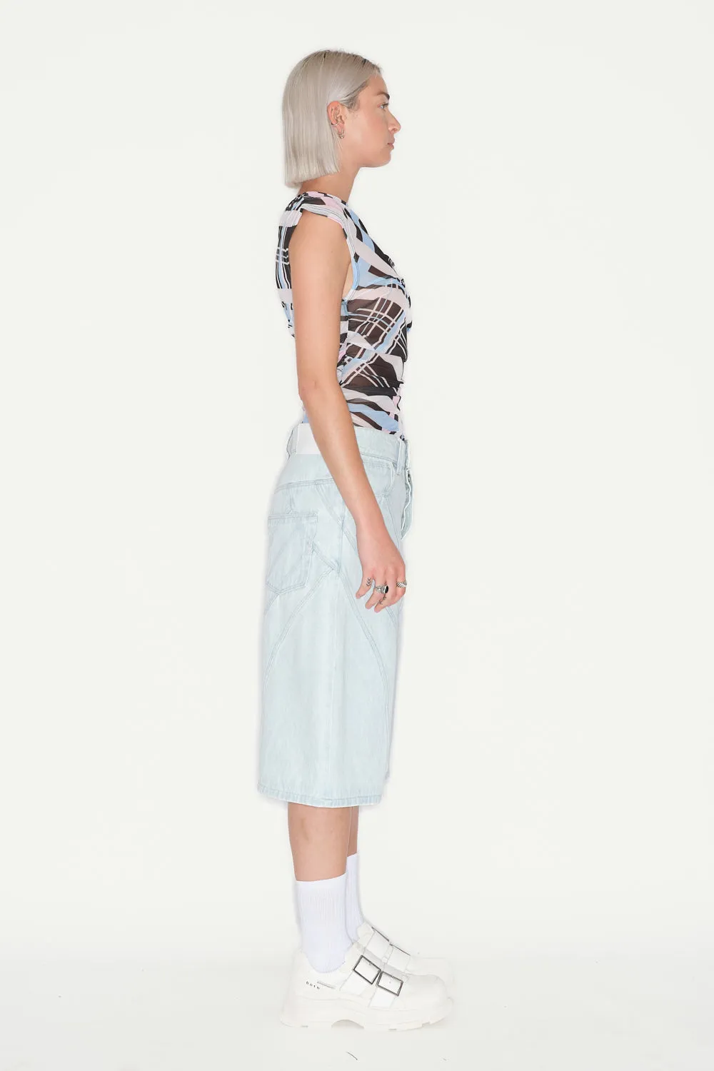 JEANNE FRIOT Armour Bermuda short jean upcyclé bleu