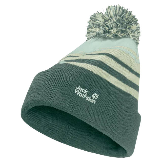 Jack Wolfskin Stripy Pompom Beanie K bonnet enfant chaud