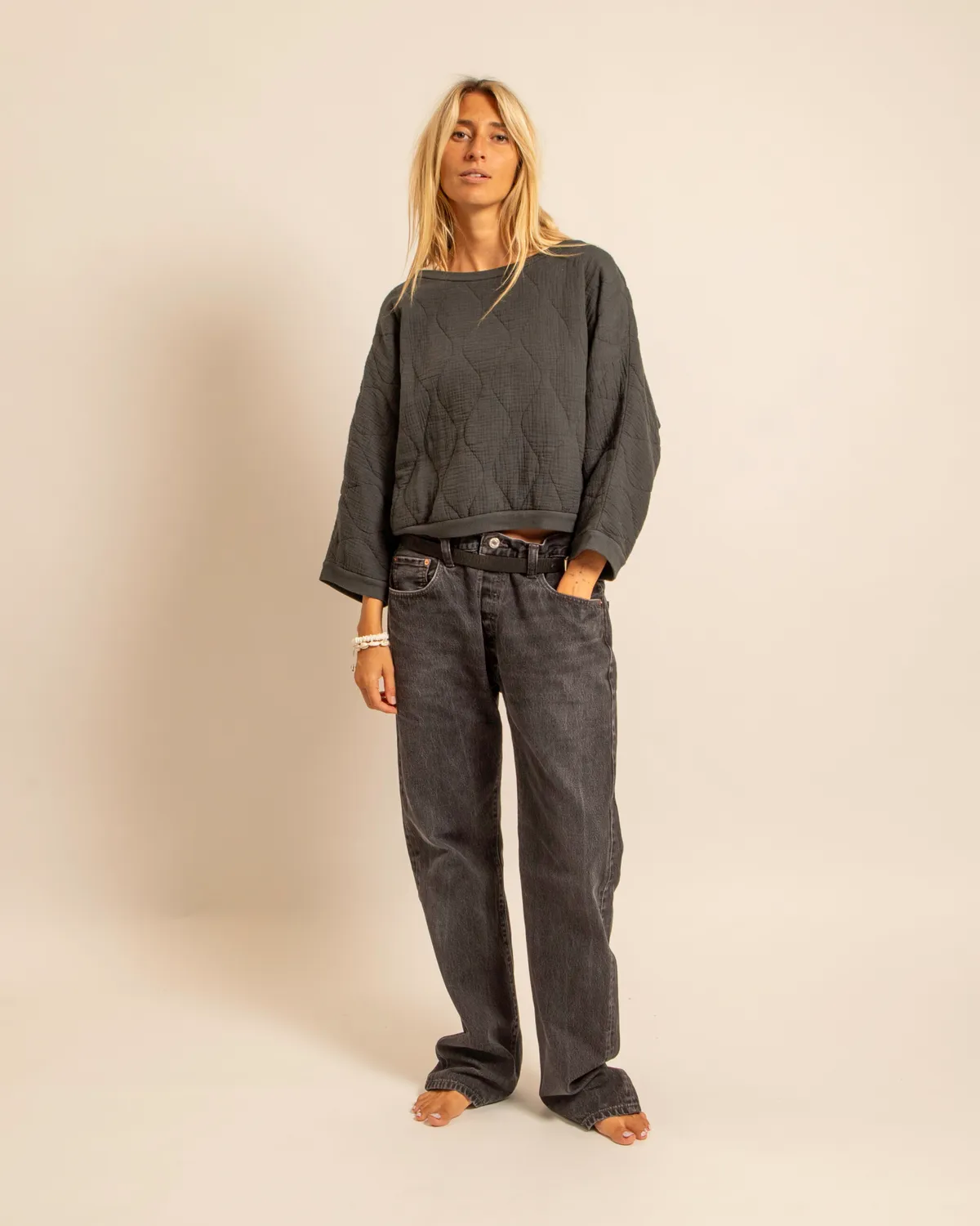 AOKYANOS Memphis sweat anthracite matelassé coton