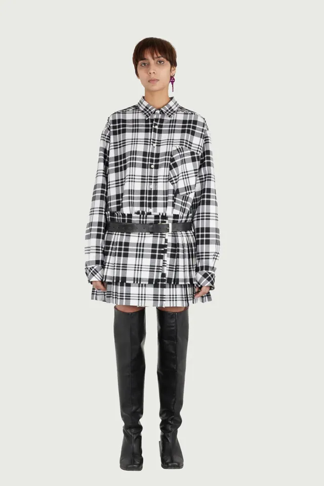 Jeanne Friot Tartan Mini Kilt jupe noir blanc M