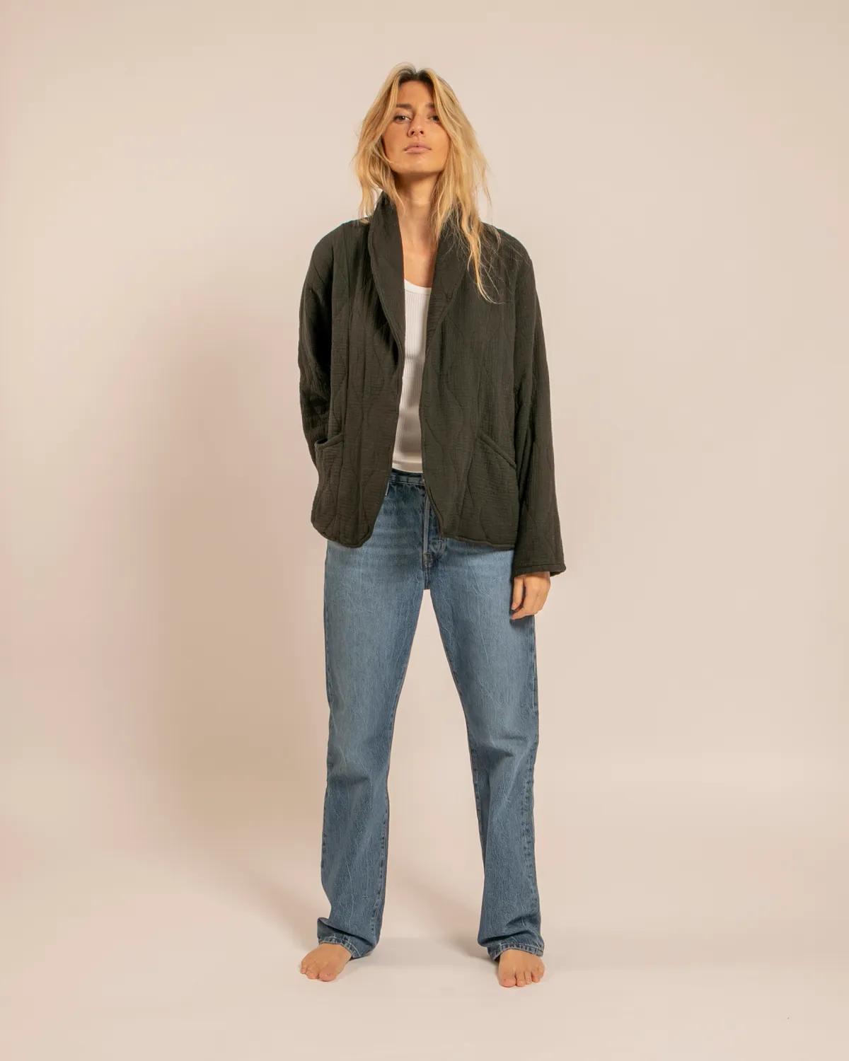 AOKYANOS Cuba Noir kimono coton matelassé taille unique