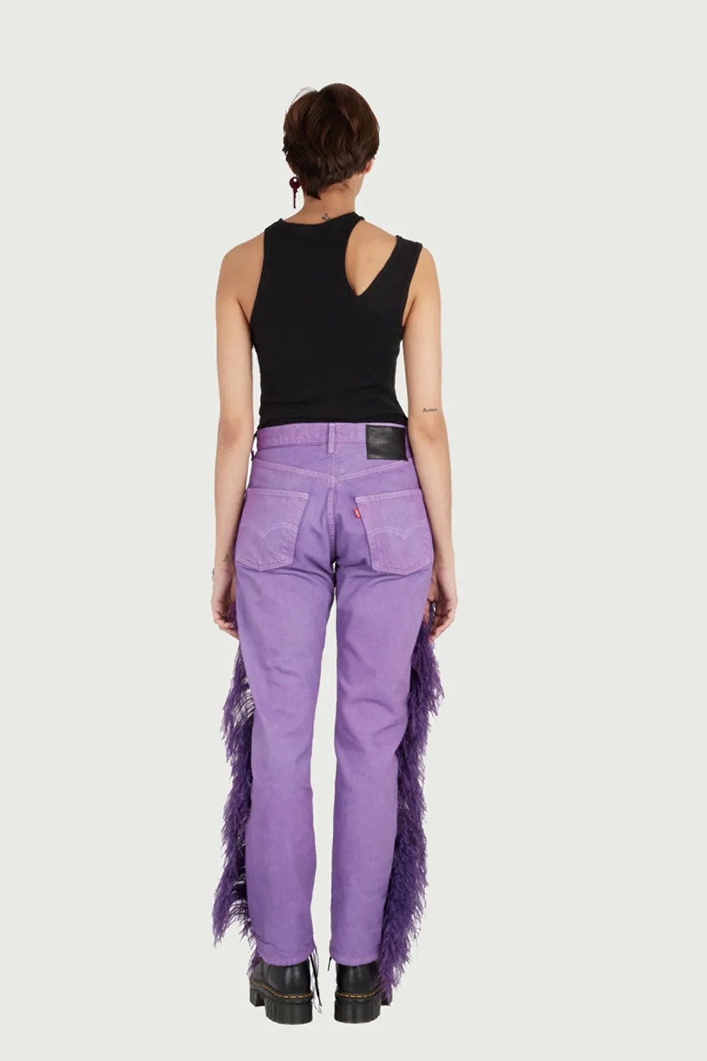 JEANNE FRIOT Peacock Jean jean violet plumes d’autruche
