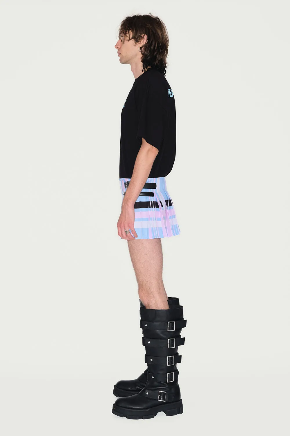 Jeanne Friot Tartan Flag Mini Kilt mini-jupe plissée bleu rose