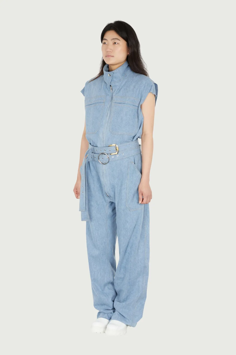 Jeanne Friot Sea combinaison jumpsuit denim clair recyclé