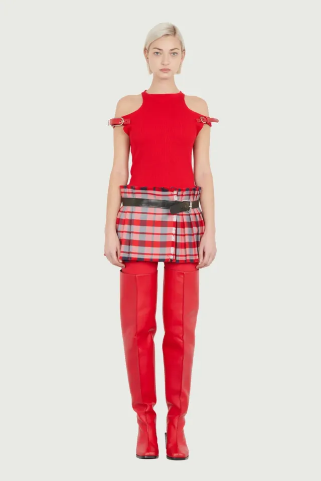 Jeanne Friot Mini Kilt jupe tartan rouge XS
