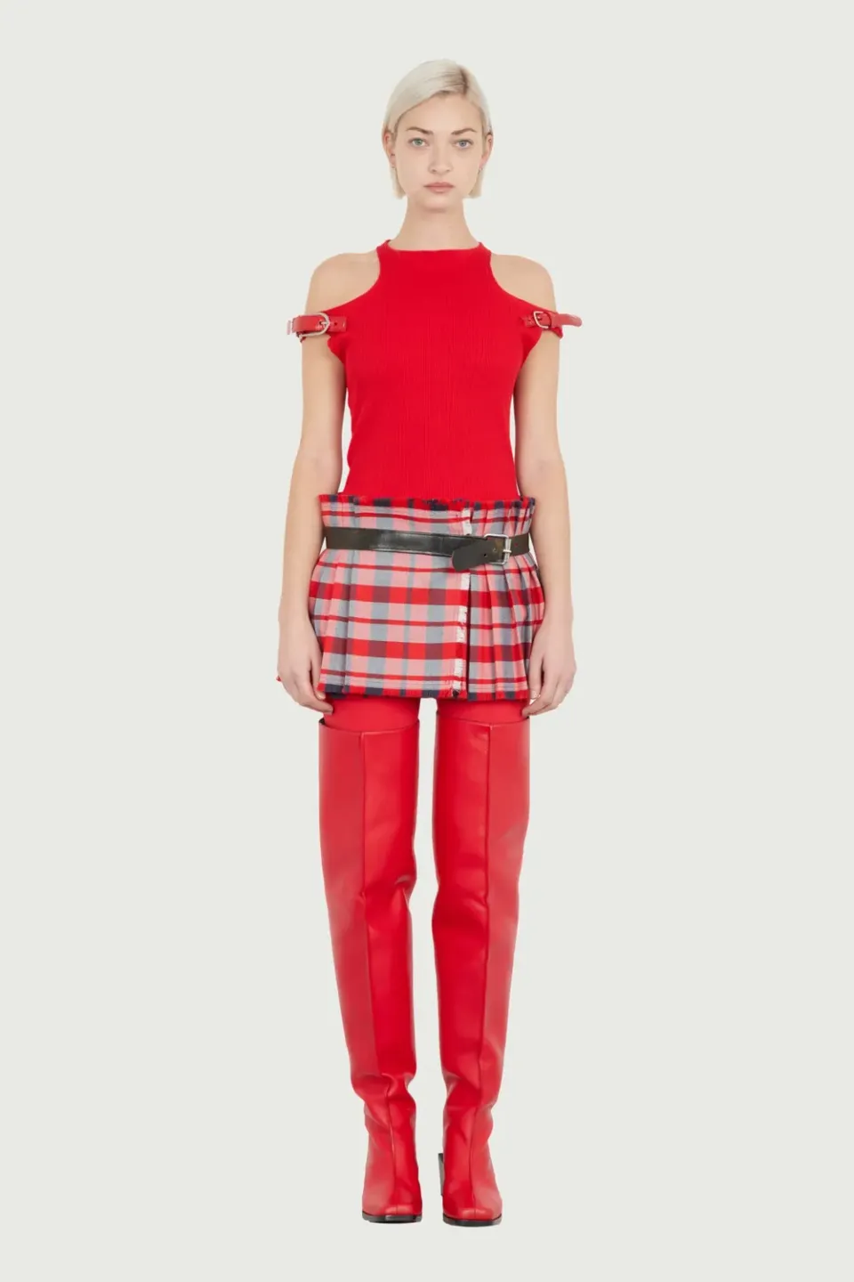 Jeanne Friot Mini Kilt jupe tartan rouge XS