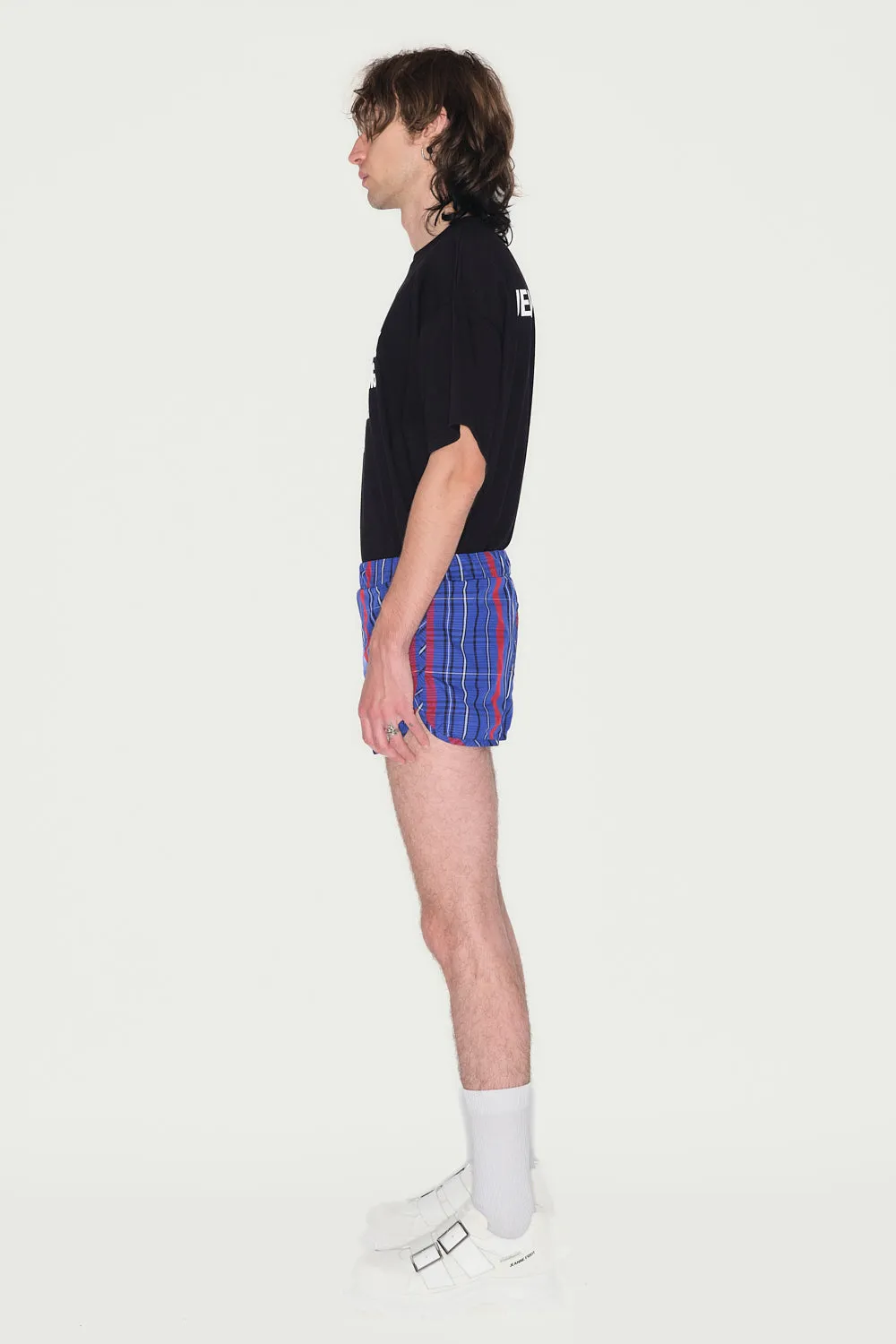 Jeanne Friot Blue Tartan Short mini bleu déperlant
