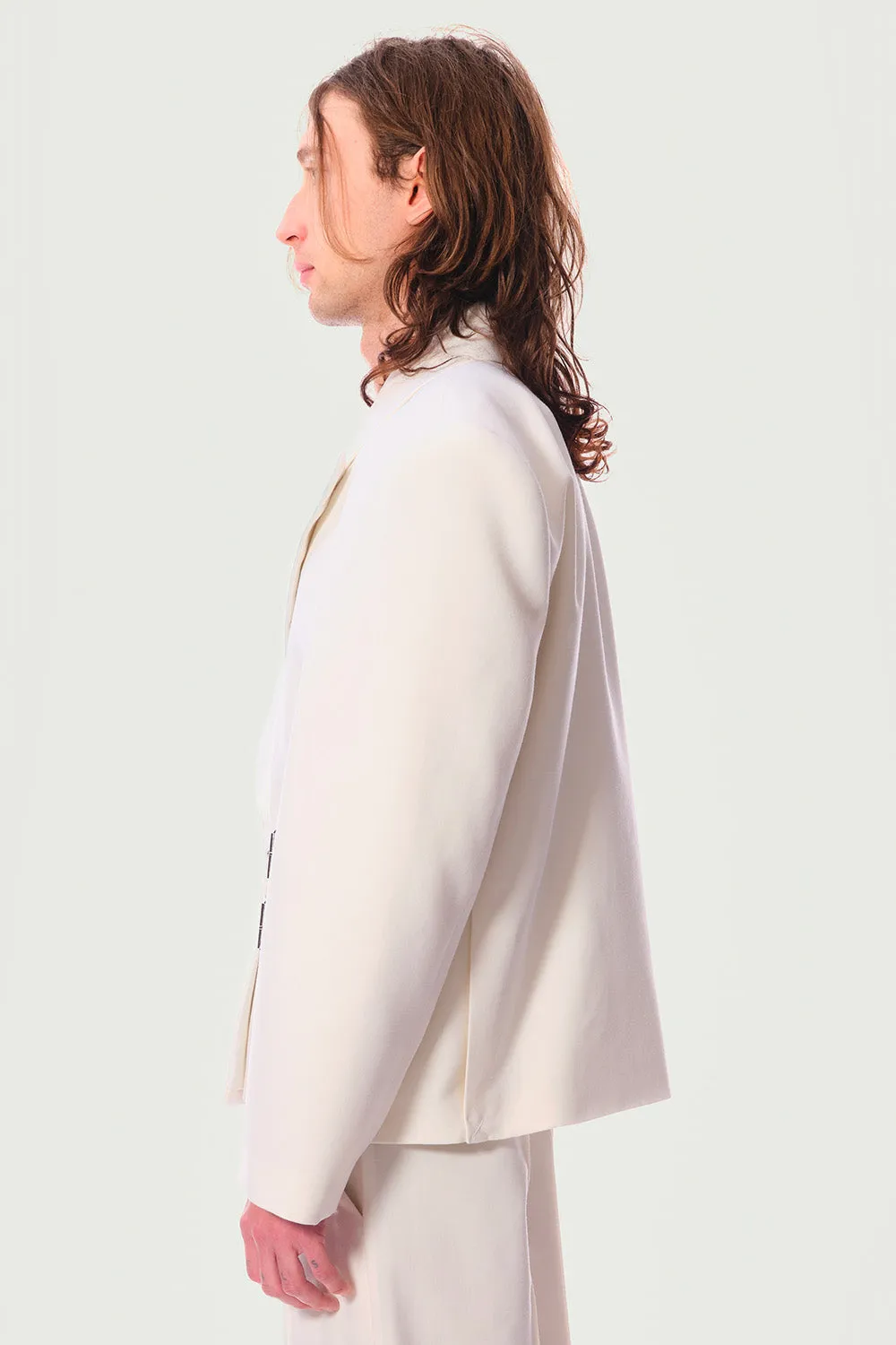 Jeanne Friot Eddie Veste tailleur crème satin mohair
