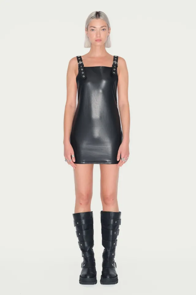 JEANNE FRIOT Resistance Dress robe cuir vegan noire