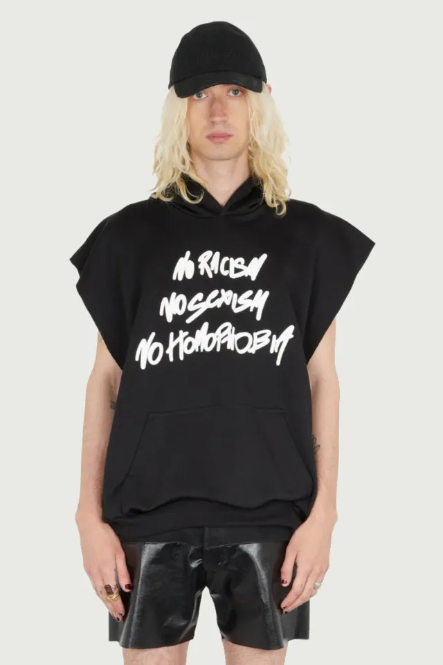 Jeanne Friot No Racism hoodie sans manches noir