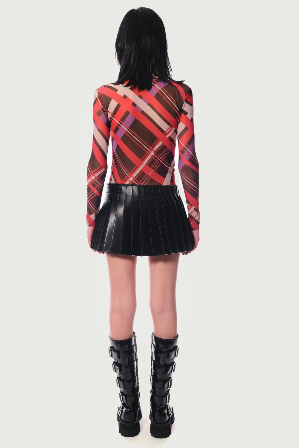 JEANNE FRIOT Black Mini Kilt jupe cuir vegan noir