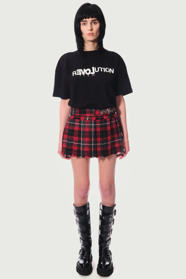 Jeanne Friot Vivienne mini kilt plissé tartan rouge