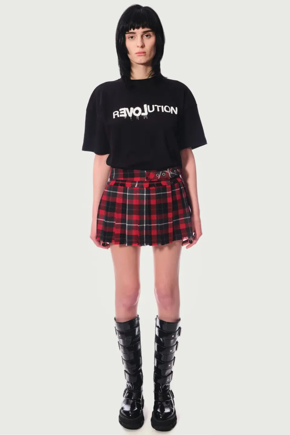 Jeanne Friot Vivienne mini kilt plissé tartan rouge