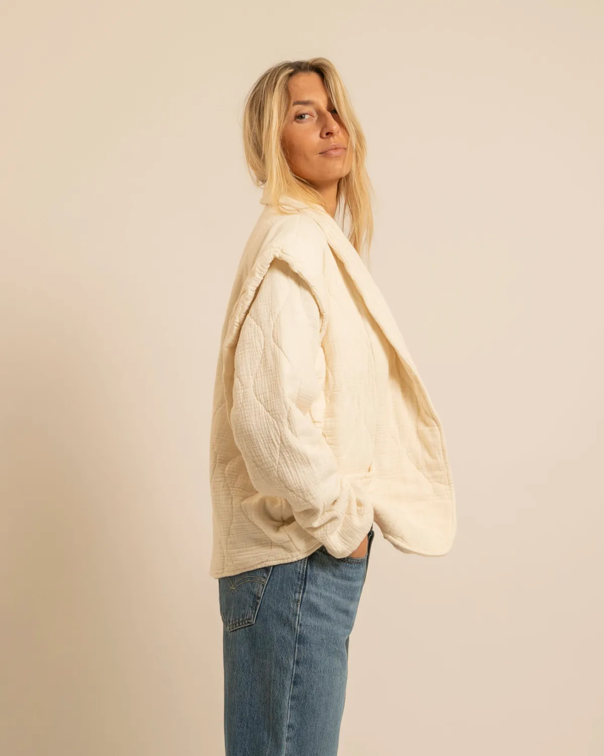 Aokyanos San Francisco Crème kimono coton matelassé