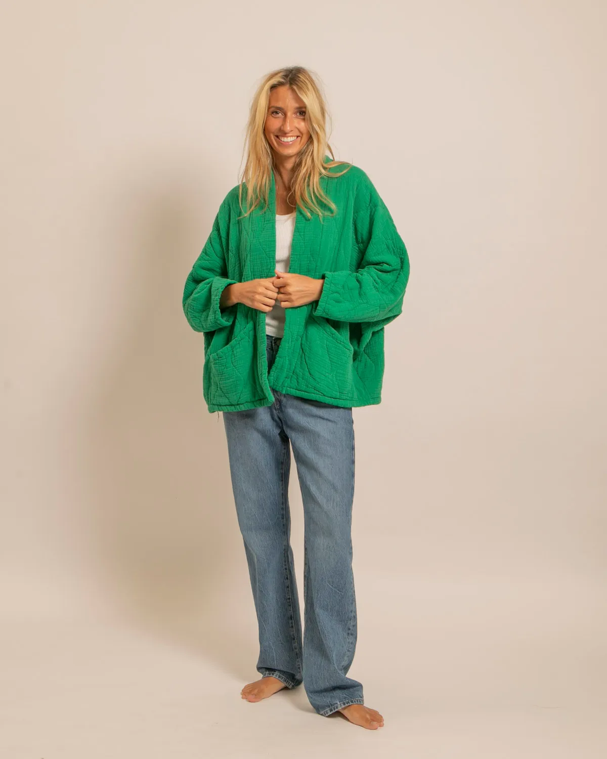 AOKYANOS Chicago kimono vert matelassé coton
