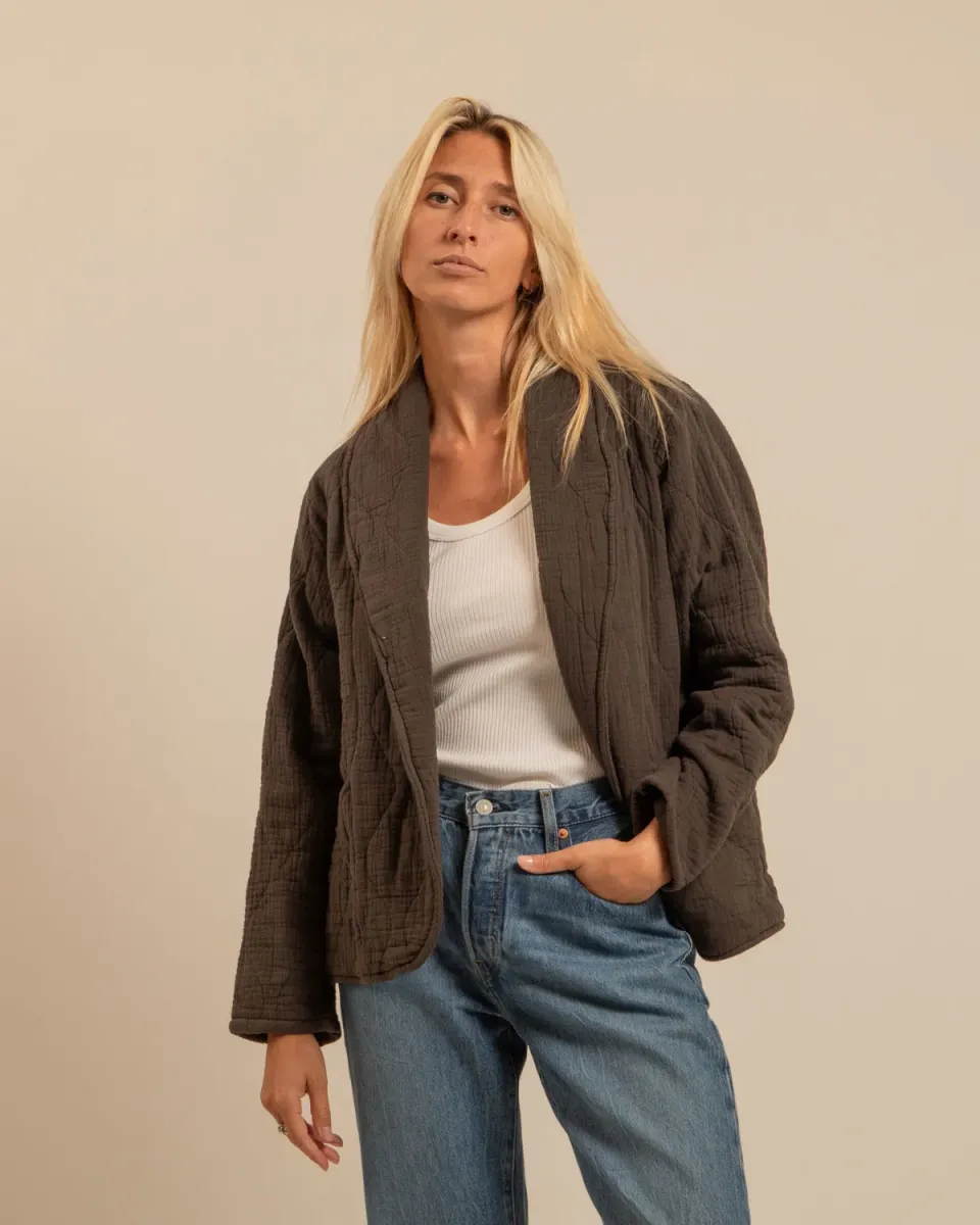 Aokyanos Cuba kimono matelassé chocolat coton