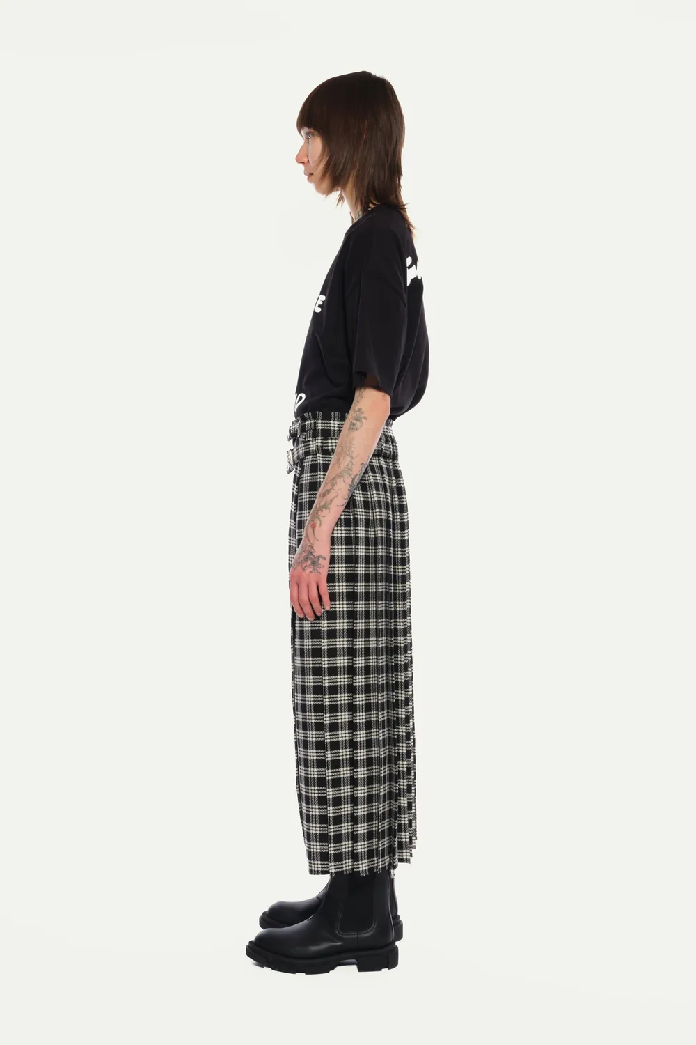 Jeanne Friot Visions Long Kilt jupe tartan noir S