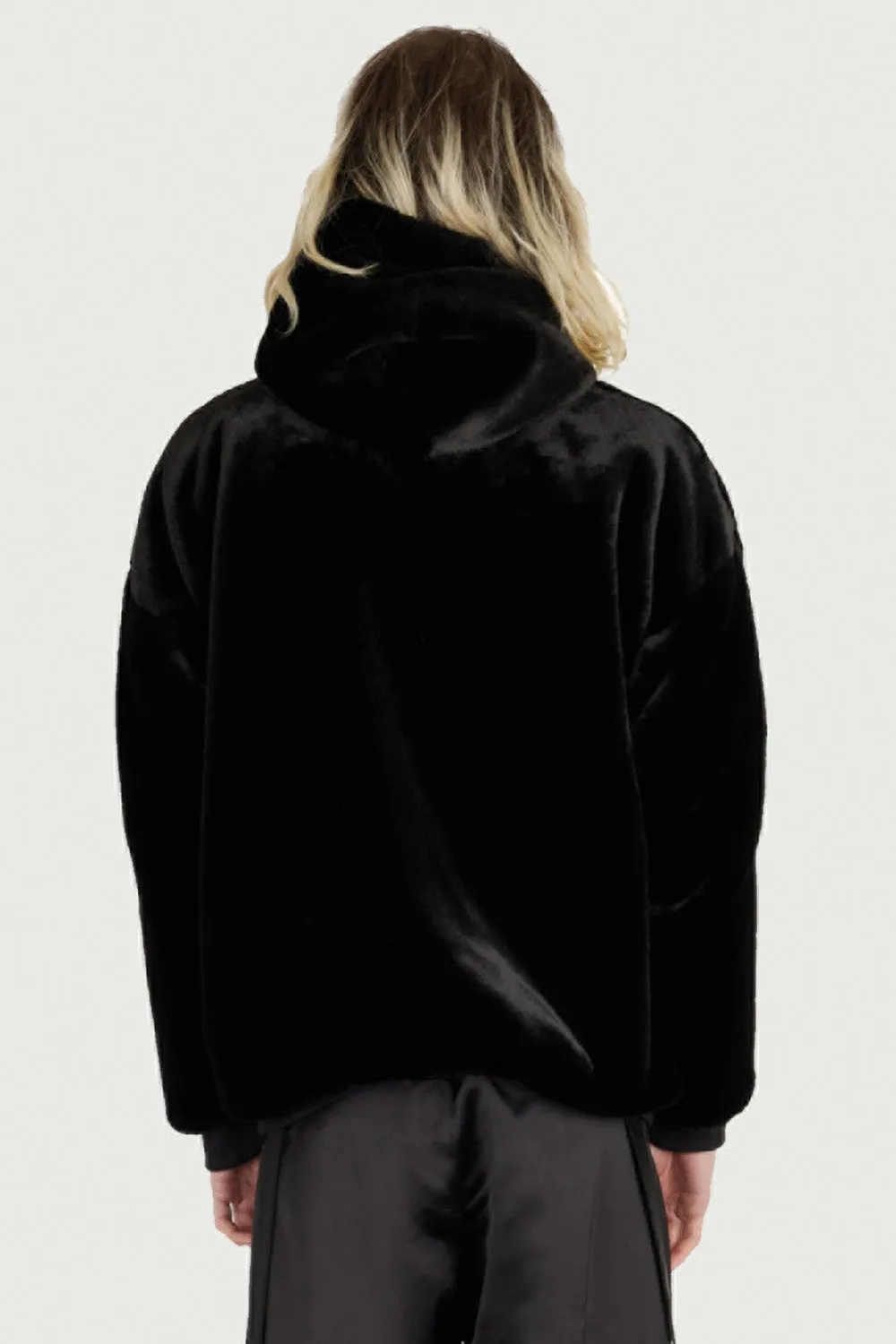 Jeanne Friot Fur Hoodie sweat fourrure noir recyclé