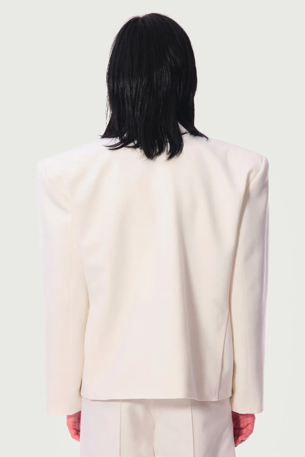 Jeanne Friot Eddie Veste tailleur crème satin mohair