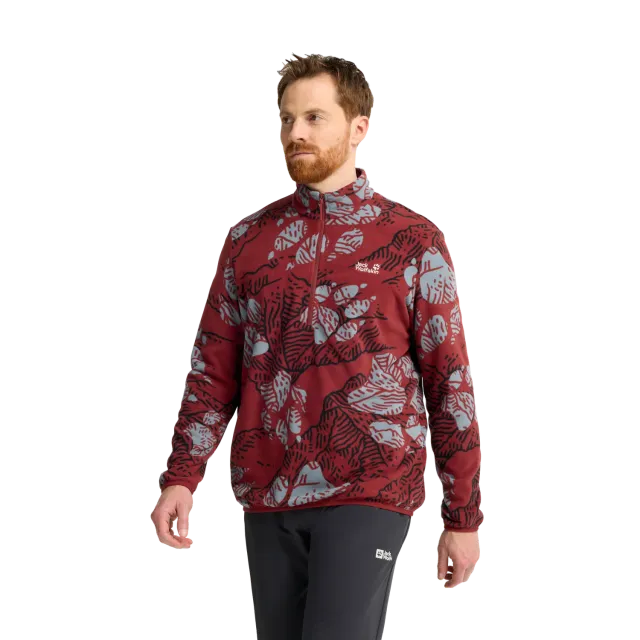 JACK WOLFSKIN PAW ERA 100 PRINT polaire homme demi-zip