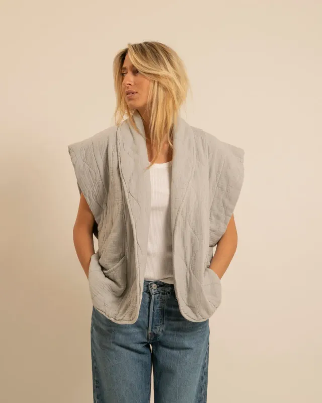 AOKYANOS Brooklyn Gris kimono coton matelassé taille unique