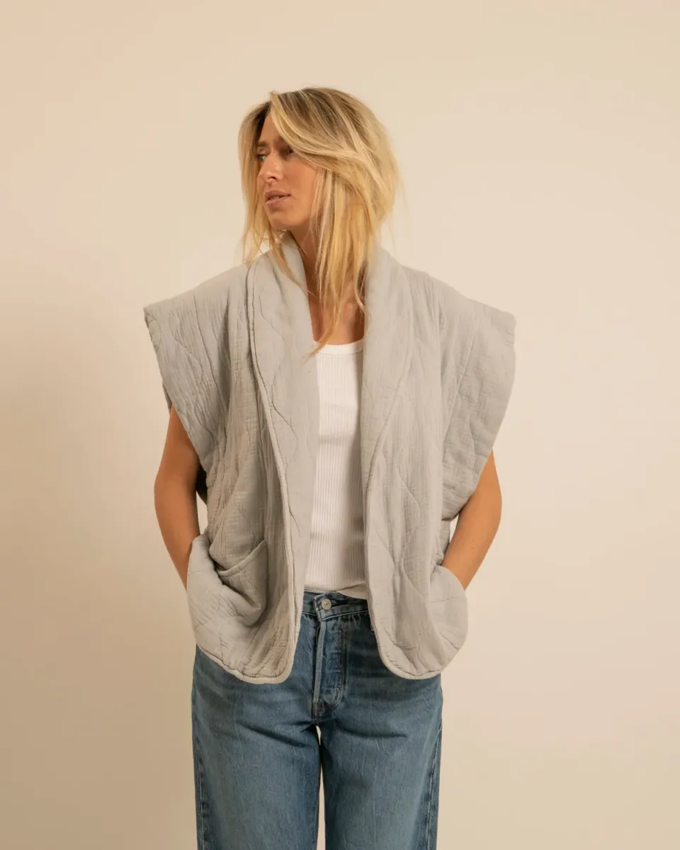 AOKYANOS Brooklyn Gris kimono coton matelassé taille unique