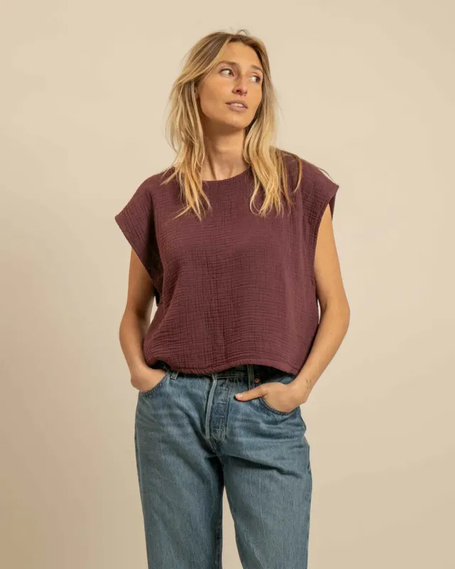 Aokyanos Manhattan Bordeaux crop top coton taille unique