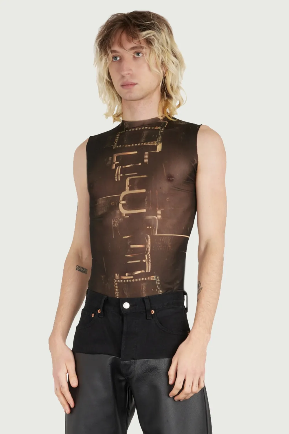 JEANNE FRIOT Belt Top Short Sleeves haut manches courtes imprimé