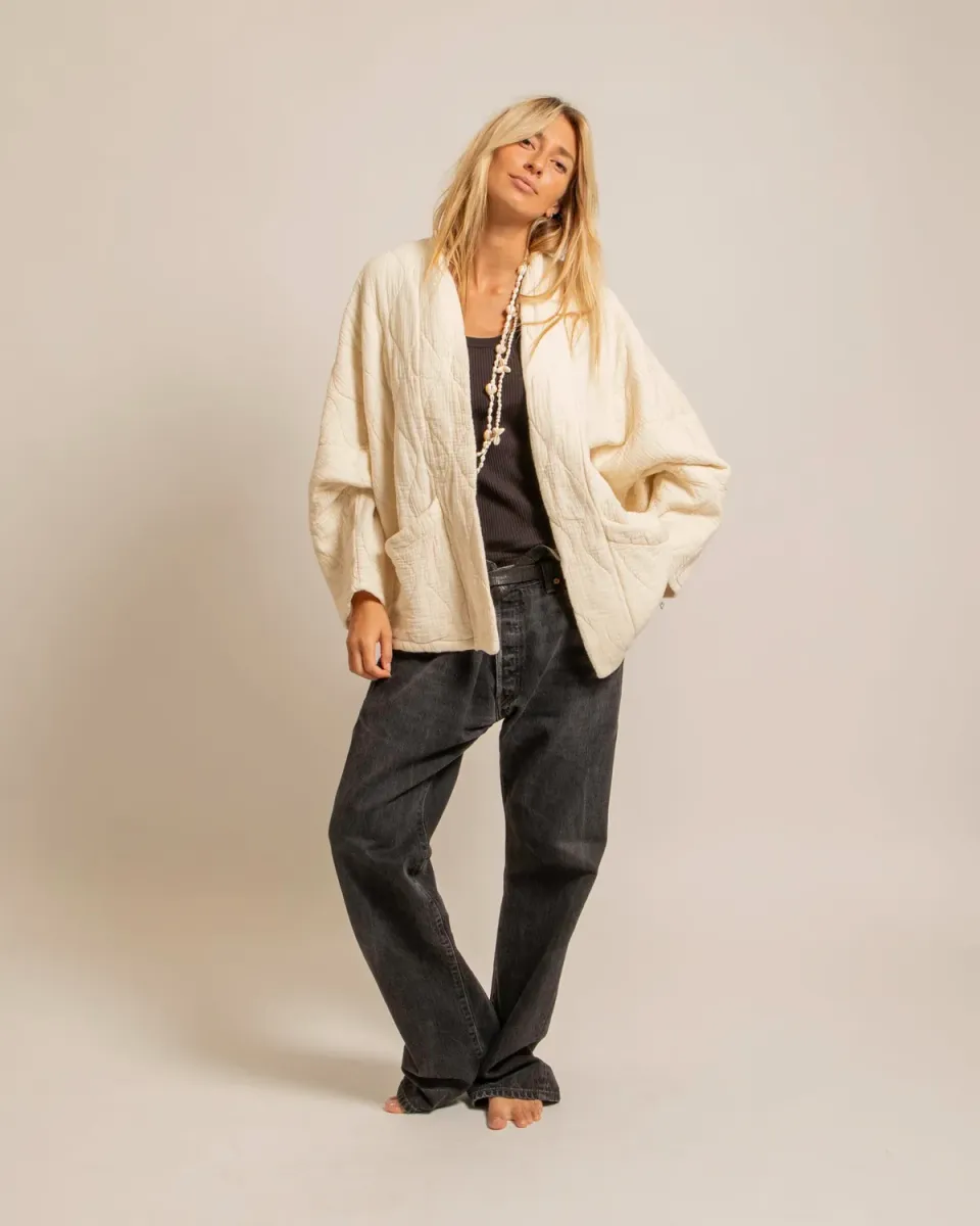 AOKYANOS Chicago veste kimono crème matelassé