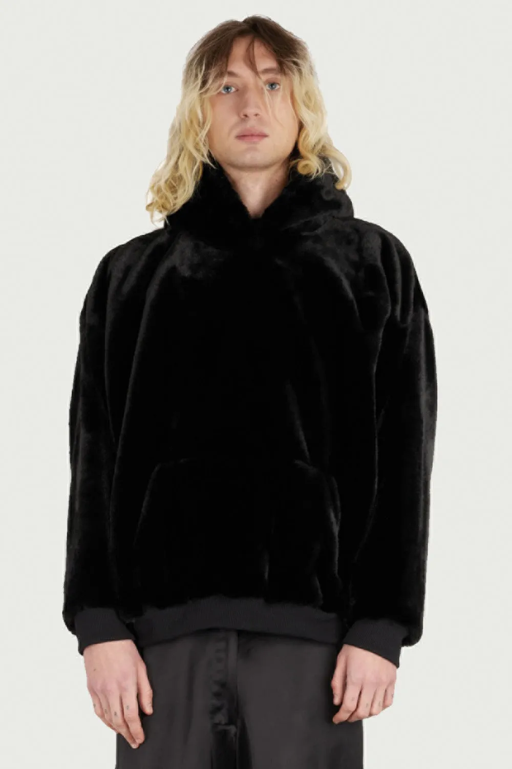 Jeanne Friot Fur Hoodie sweat fourrure noir recyclé