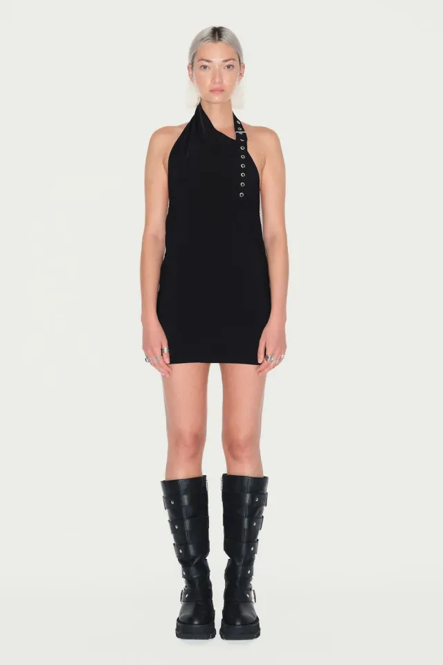 JEANNE FRIOT Draped Dress robe drapée noire asymétrique