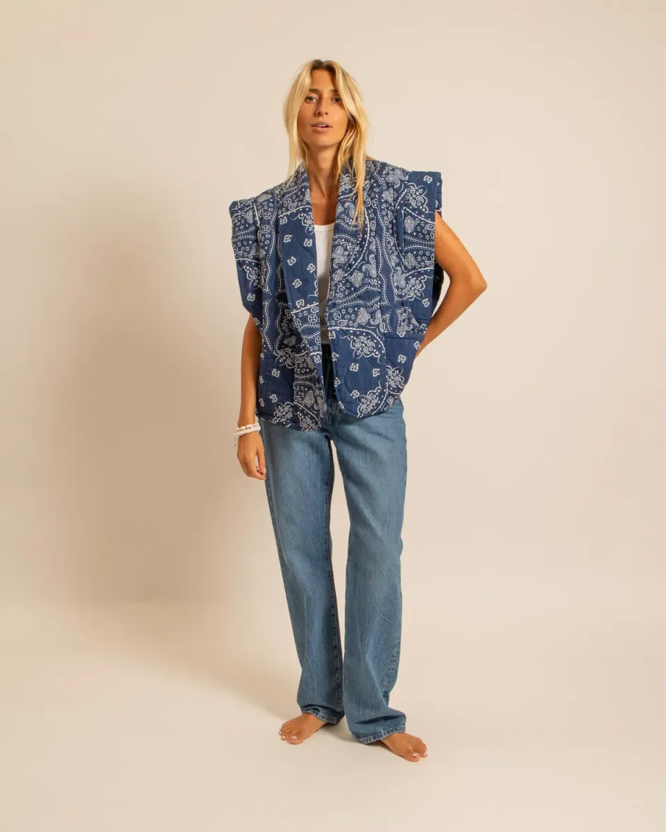 Aokyanos Brooklyn Bandanas Bleu gilet matelassé viscose