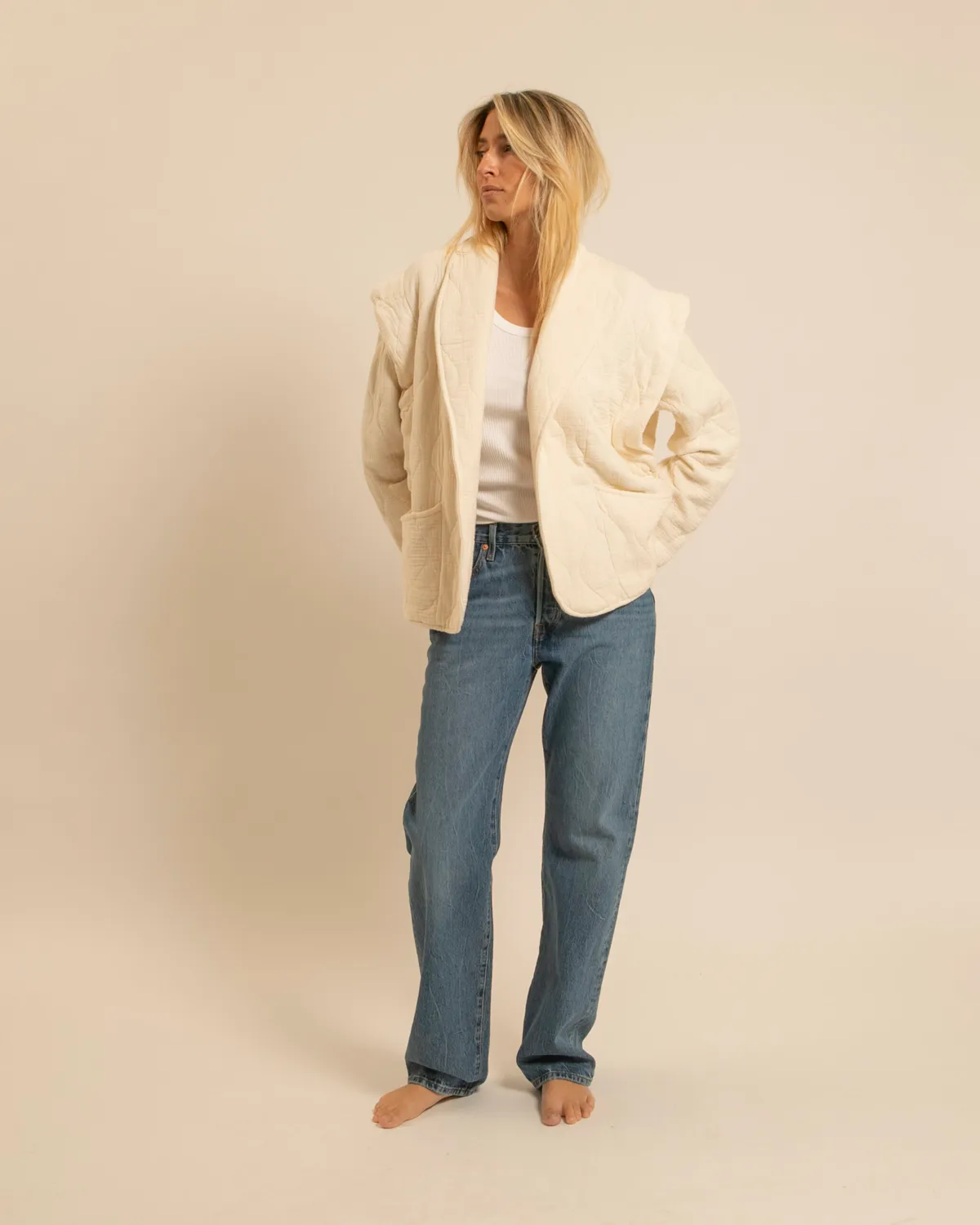 Aokyanos San Francisco Crème kimono coton matelassé