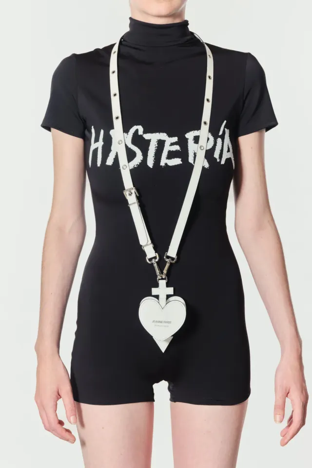 JEANNE FRIOT Heart AirPods Case étui cuir noir