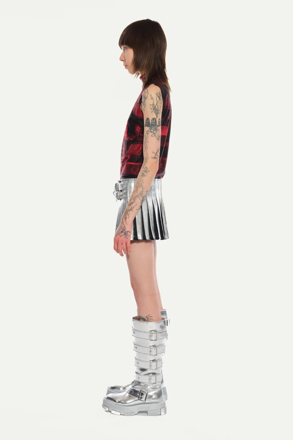 JEANNE FRIOT Mini Kilt Silver jupe argent