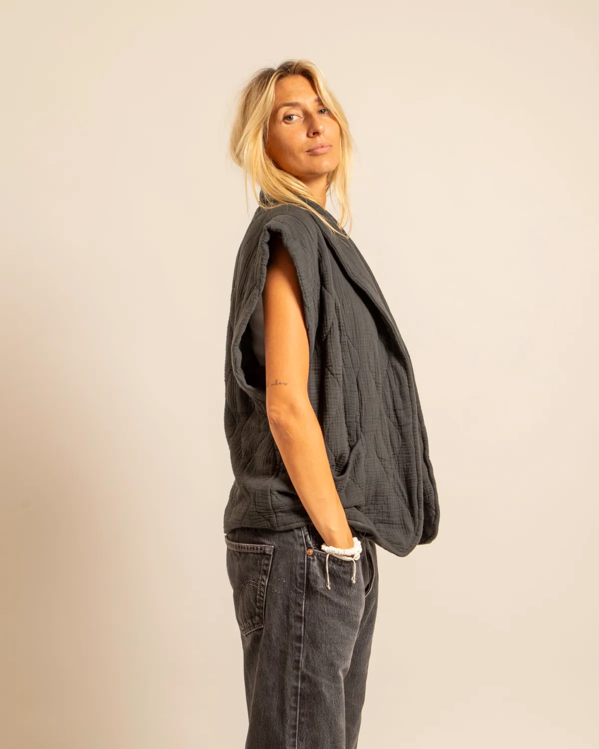 AOKYANOS Brooklyn gilet anthracite coton taille unique