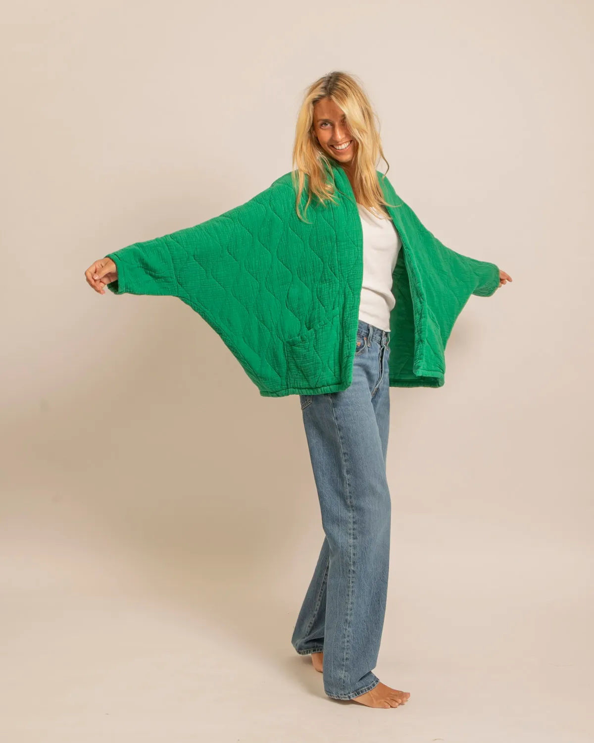 AOKYANOS Chicago kimono vert matelassé coton