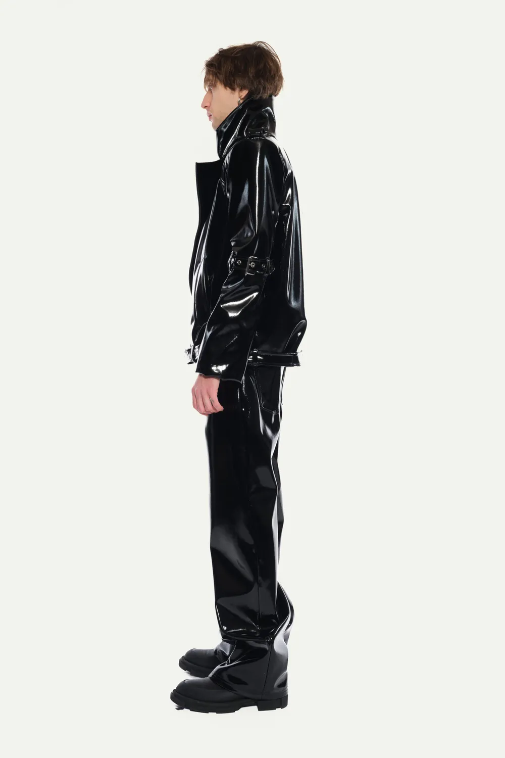 Jeanne Friot Debbie Short Coat manteau vinyl noir M