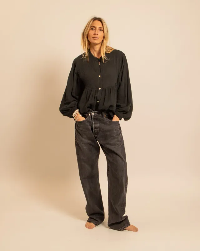 Aokyanos Los Angeles chemise noire gaze coton