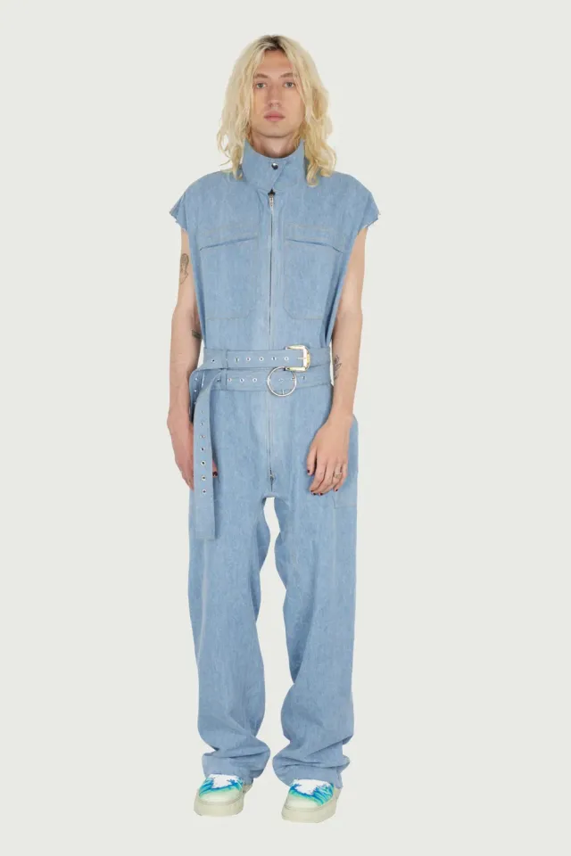 Jeanne Friot Sea combinaison jumpsuit denim clair recyclé