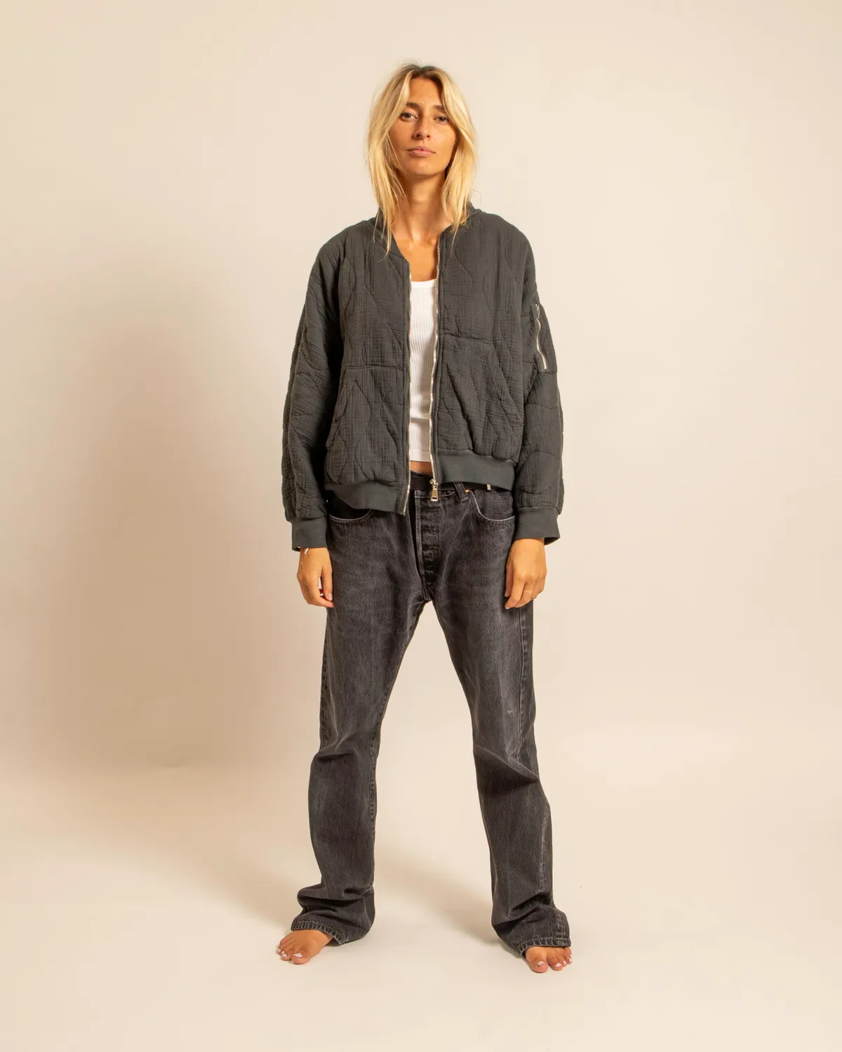 AOKYANOS Daytona bomber anthracite matelassé